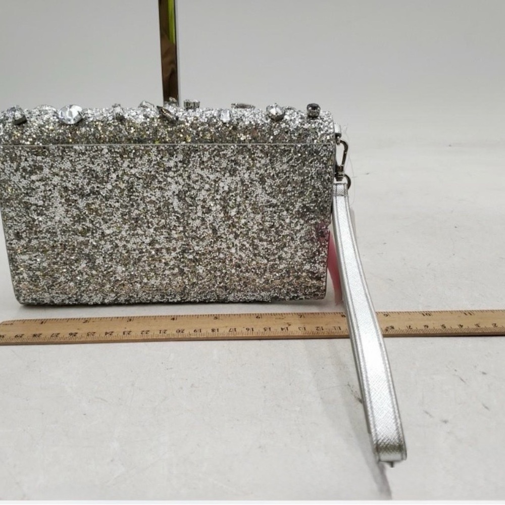 NWT Kate Spade Silver Glitter n Bejeweled Wristlet - Picture 3 of 5